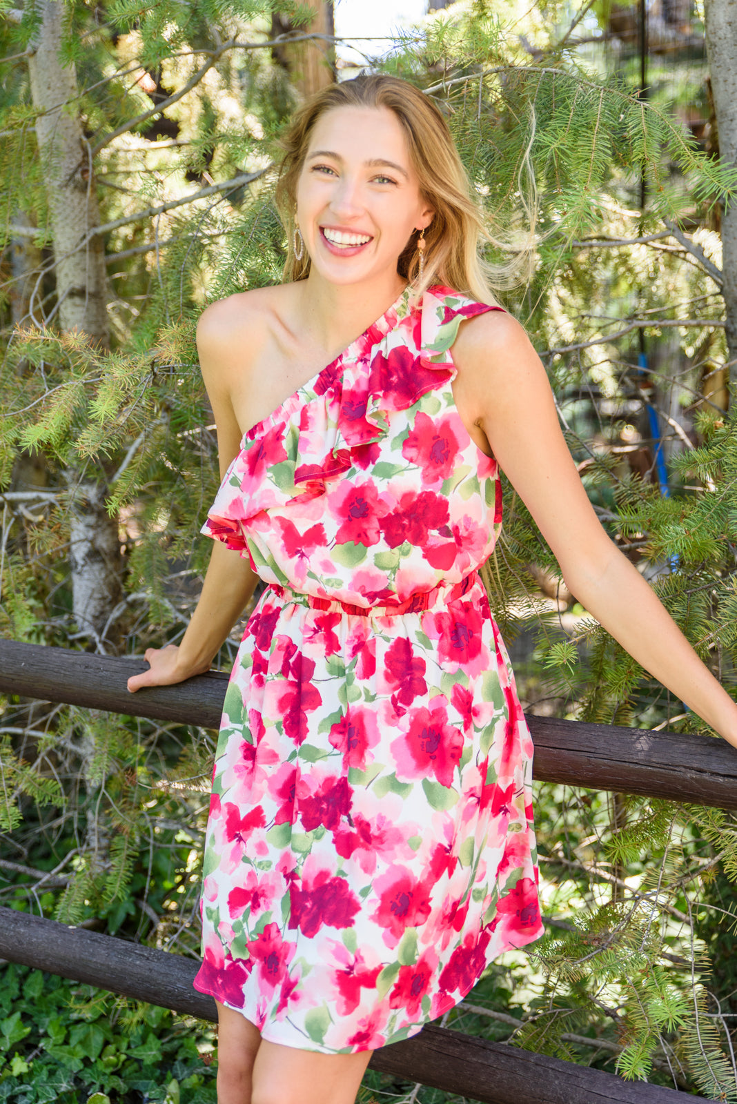 pink floral one shoulder dress Shades of Pink Floral One Shoulder Dress