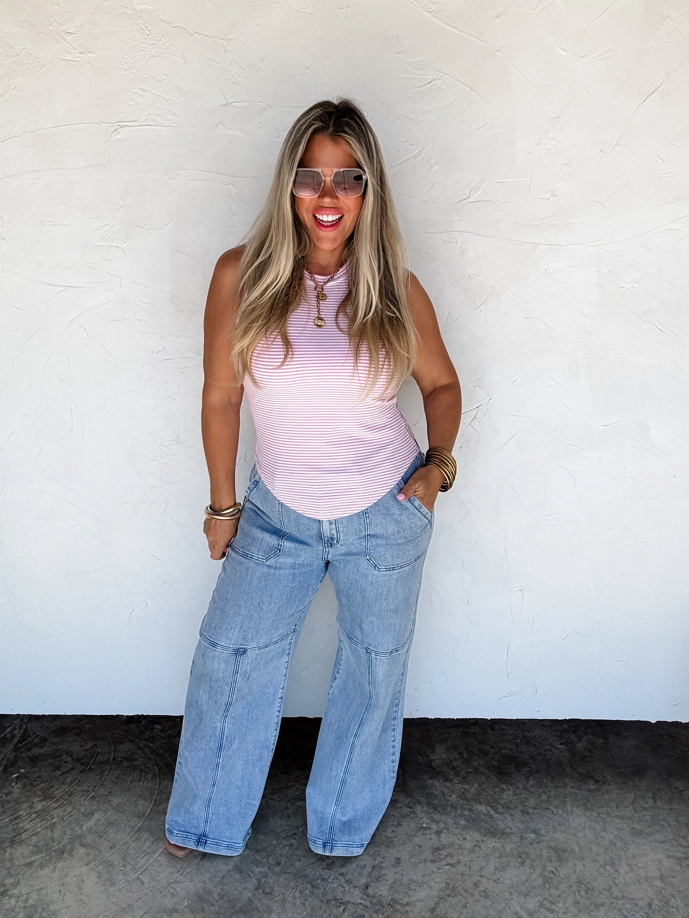 Bianca Striped Ribbed Tank Top - Blakeley
