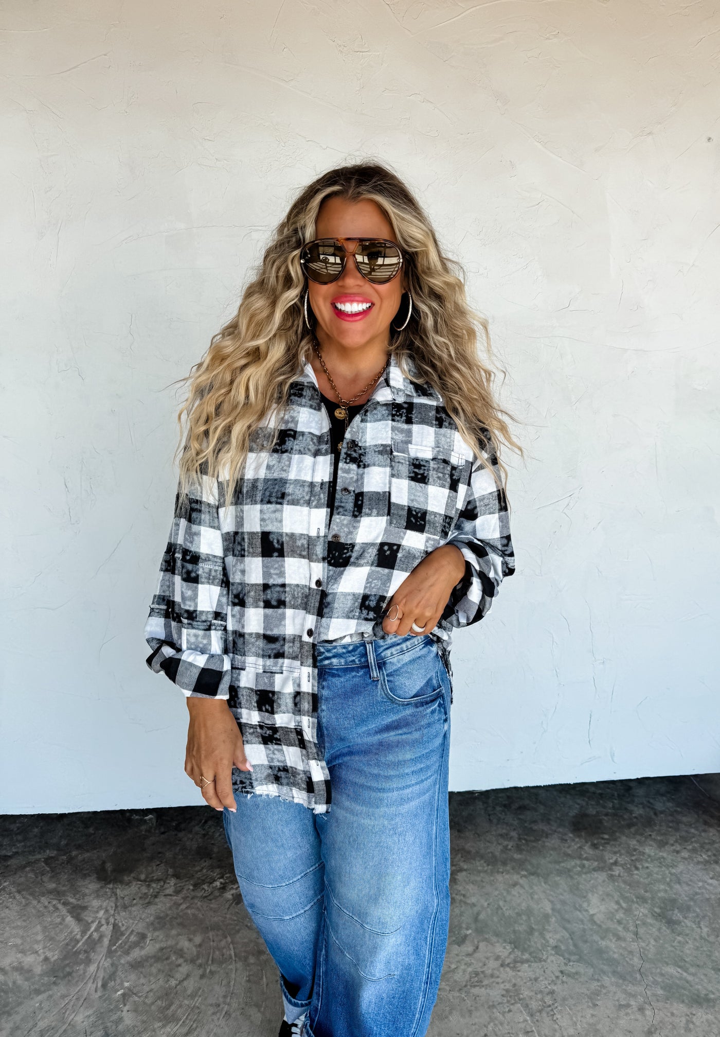 PREORDER - JUNIPER BLEACHED PLAID TOPS - Blakeley - 4 Colors