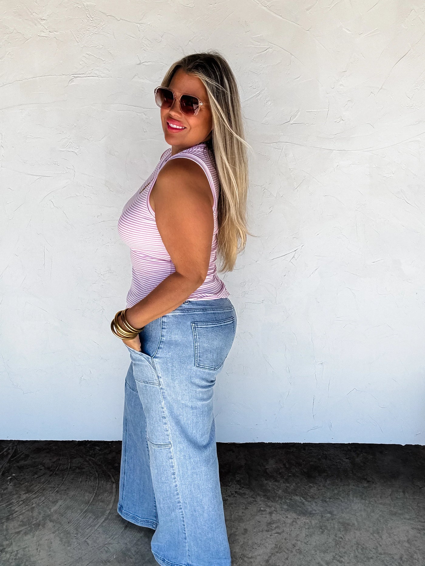 Bianca Striped Ribbed Tank Top - Blakeley
