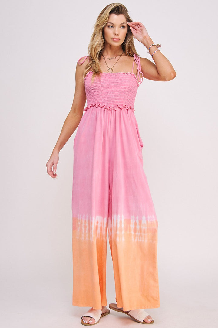 Smocked Wide Leg Ombre Jumpsuit with Pockets - Jade by Jane – Just