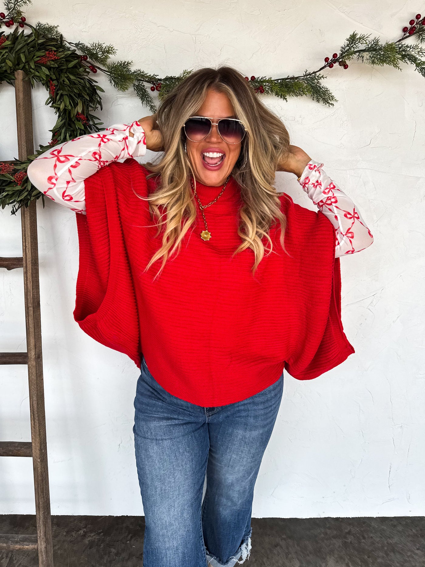 PREORDER- CHRISTMAS MEG PULLOVER PONCHO - 3 New Colors
