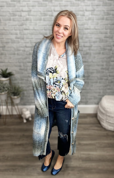 Duster Length "Celine" Cardigan with Belt by Blakeley