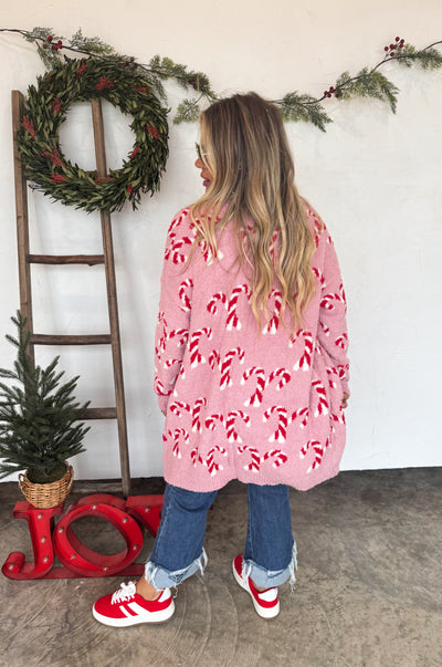 PREORDER- CHRISTMAS CLOUD CARDIGAN - Candy Canes and Checker Print