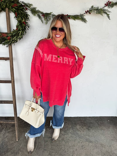 PREORDER - MERRY & HO HO HO CLASSIC CREW PULLOVER SWEATSHIRT