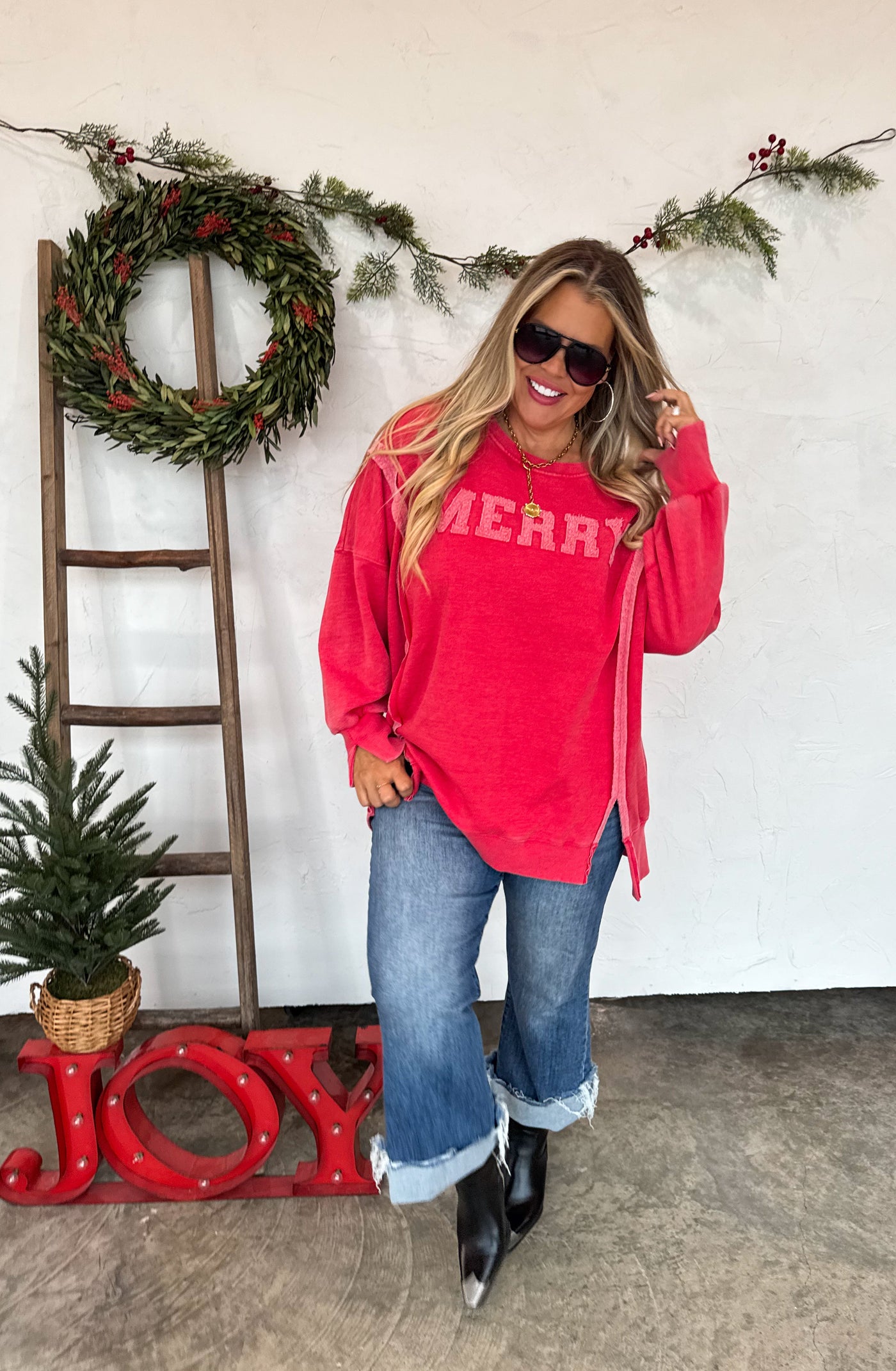 PREORDER - MERRY & HO HO HO CLASSIC CREW PULLOVER SWEATSHIRT