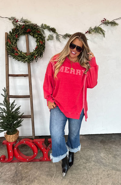 PREORDER - MERRY & HO HO HO CLASSIC CREW PULLOVER SWEATSHIRT