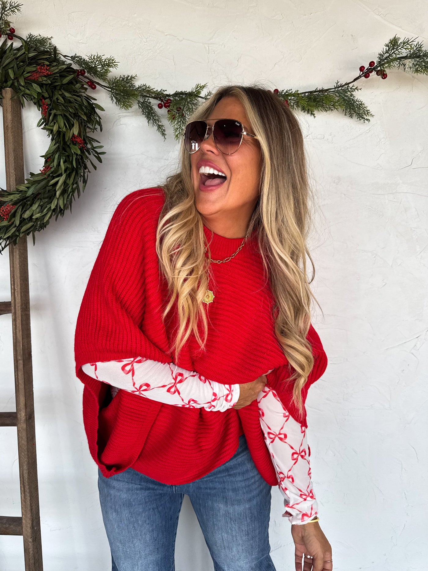 PREORDER- CHRISTMAS MEG PULLOVER PONCHO - 3 New Colors
