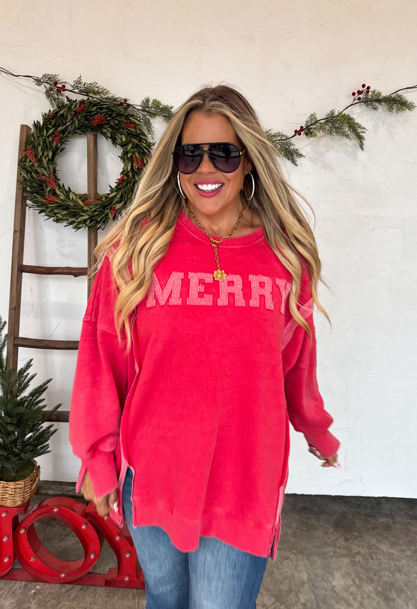 PREORDER - MERRY & HO HO HO CLASSIC CREW PULLOVER SWEATSHIRT
