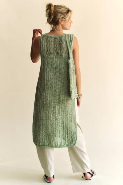 Sage Knit Side Slit Dress/Top with Sequins & Matching Bag - Davi & Dani