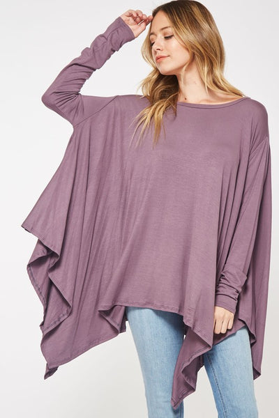 Turquoise Long Sleeve Oversized Handkerchief Top