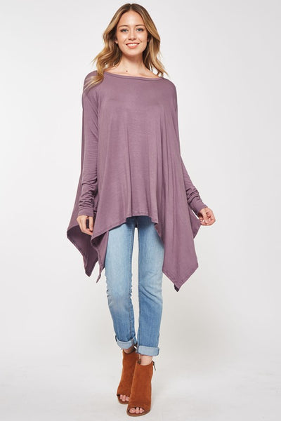 Turquoise Long Sleeve Oversized Handkerchief Top