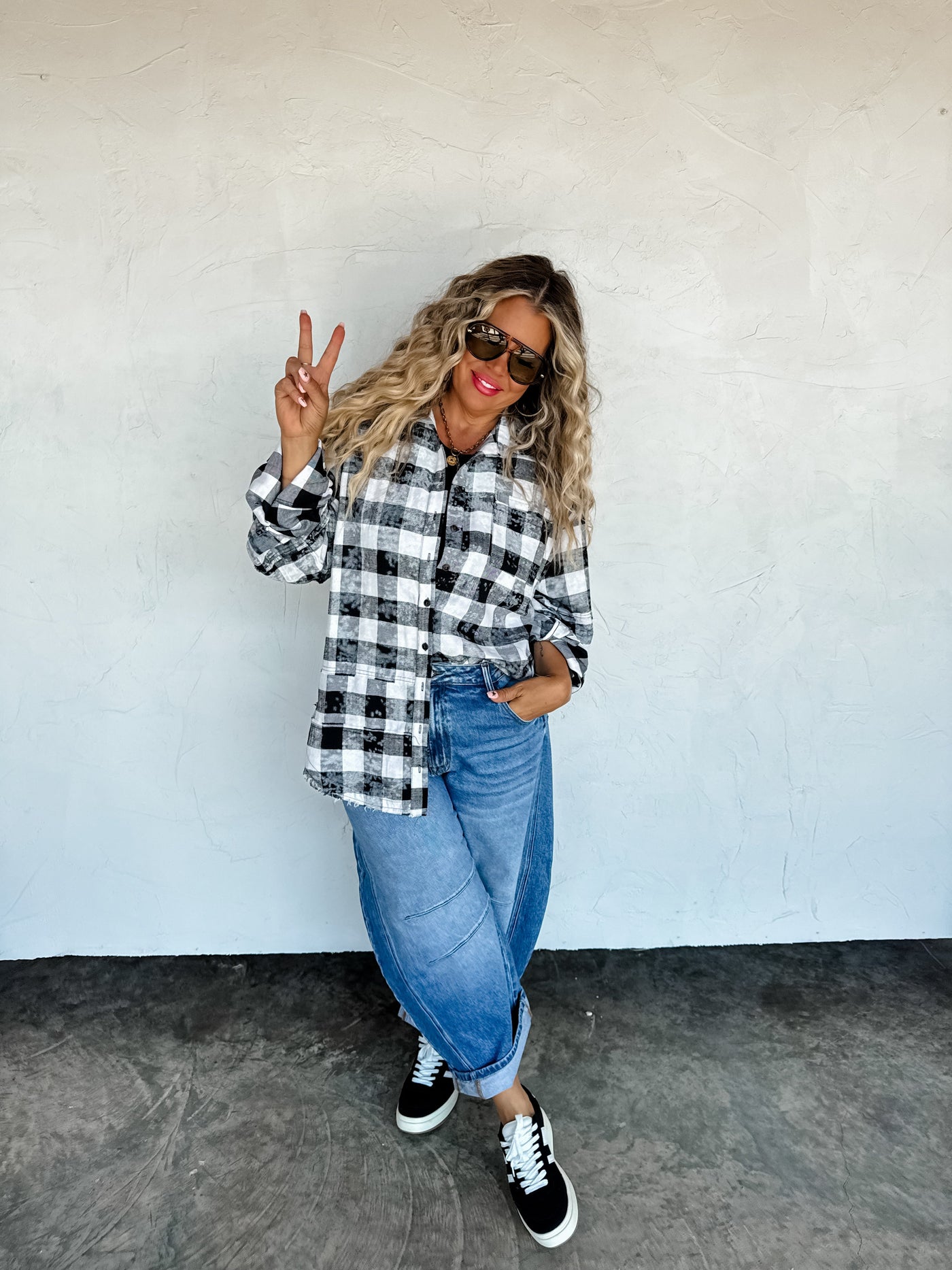 PREORDER - JUNIPER BLEACHED PLAID TOPS - Blakeley - 4 Colors