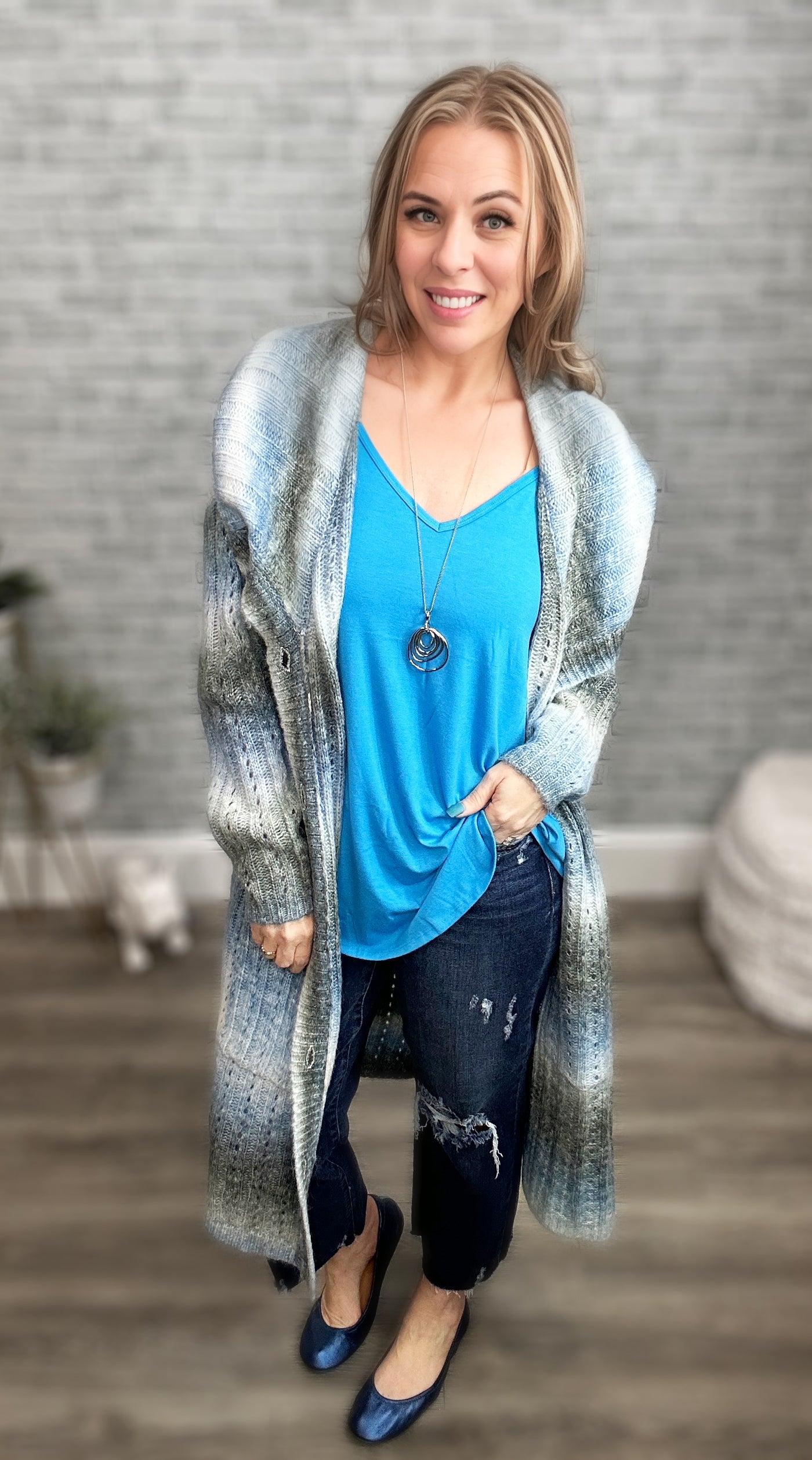 Duster Length "Celine" Cardigan with Belt by Blakeley