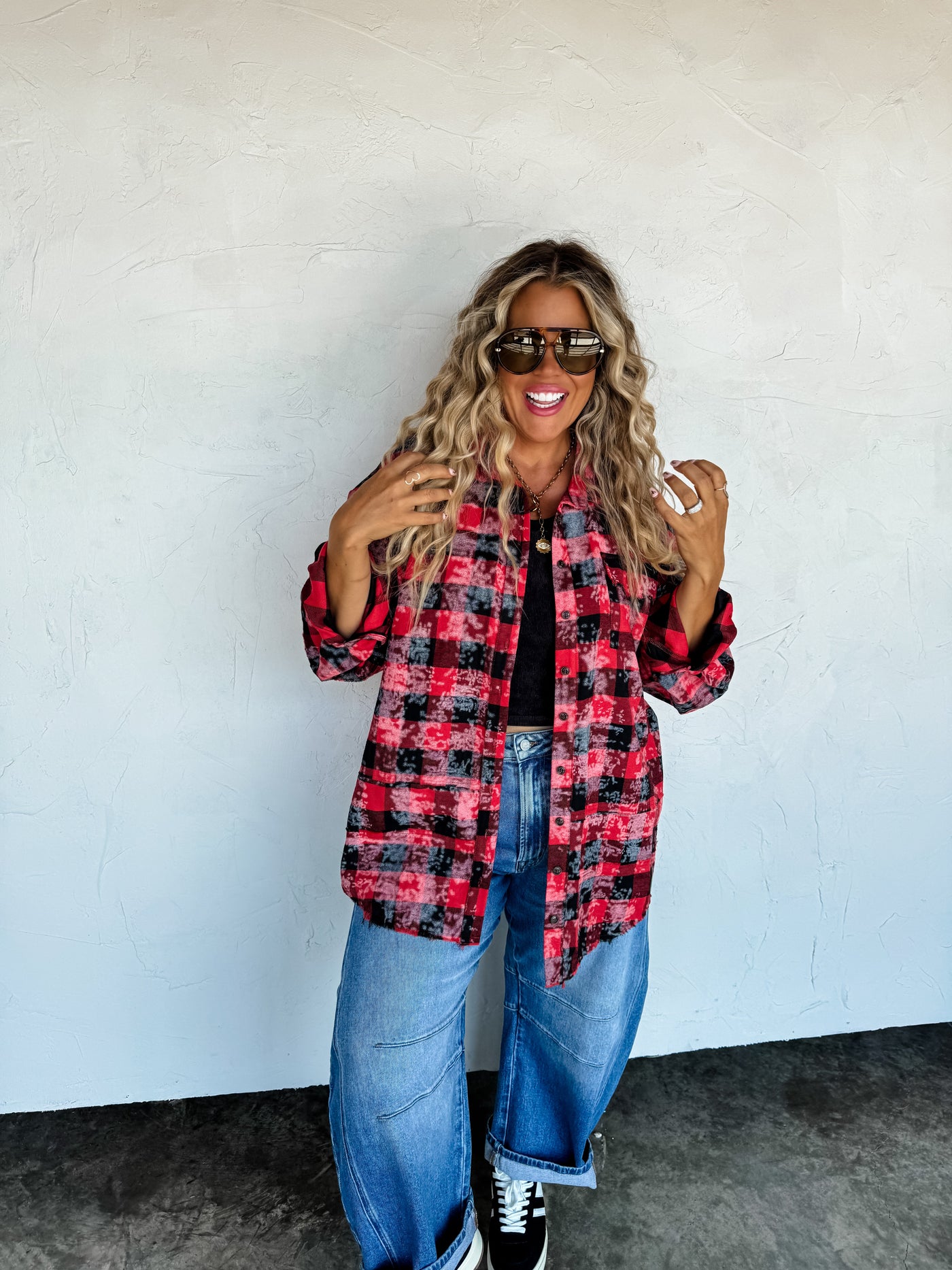 PREORDER - JUNIPER BLEACHED PLAID TOPS - Blakeley - 4 Colors