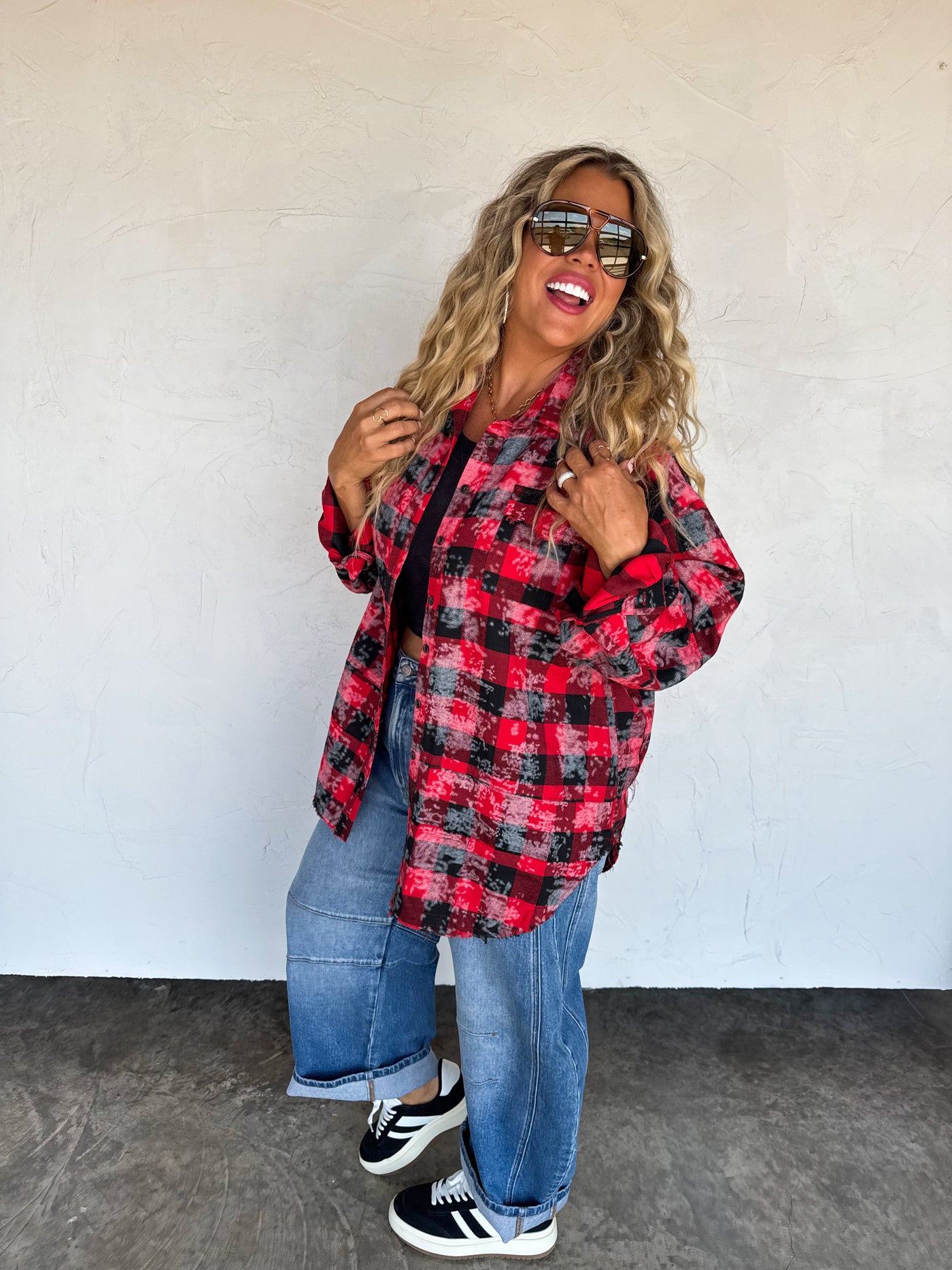 PREORDER - JUNIPER BLEACHED PLAID TOPS - Blakeley - 4 Colors