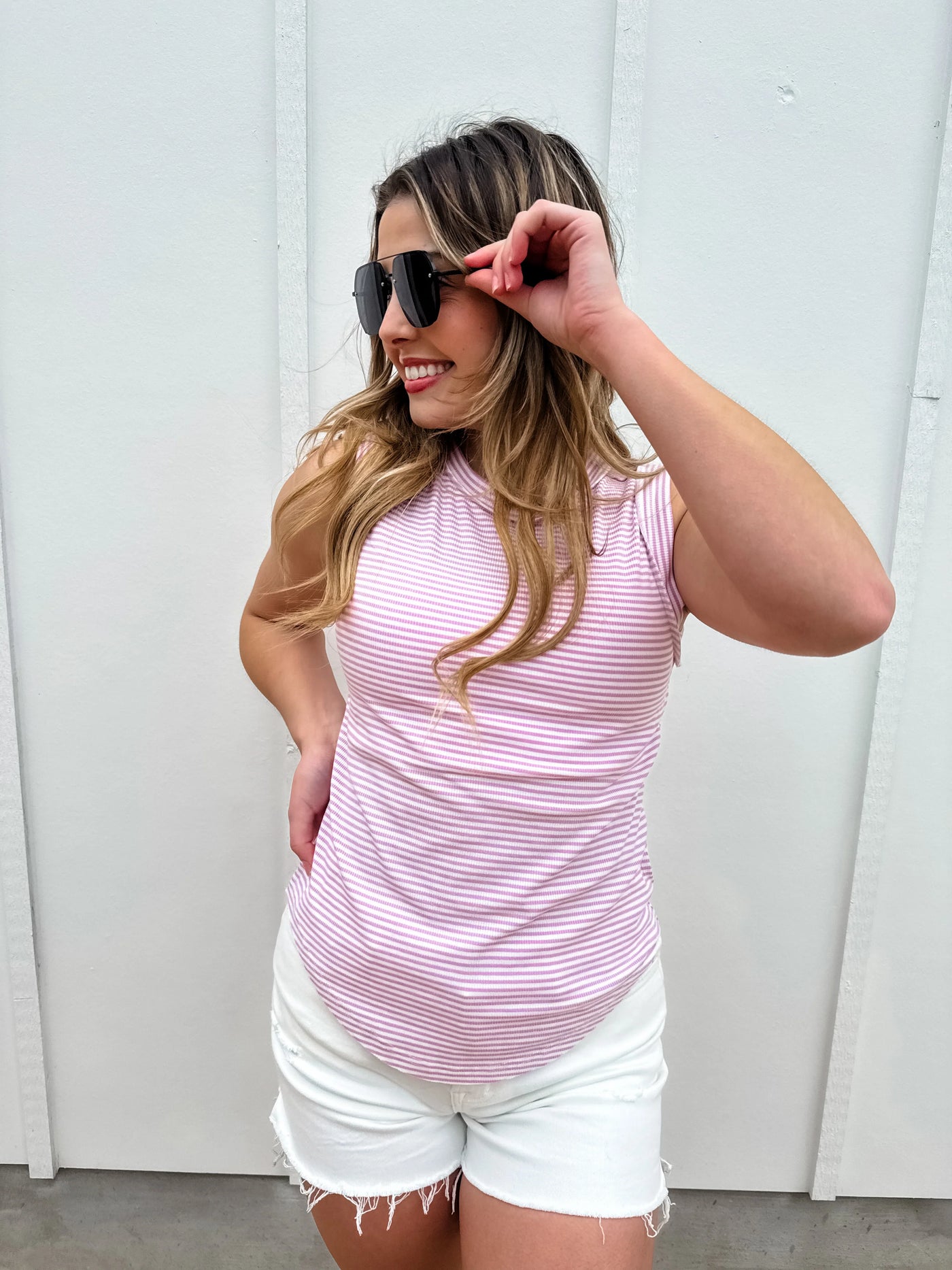 Bianca Striped Ribbed Tank Top - Blakeley