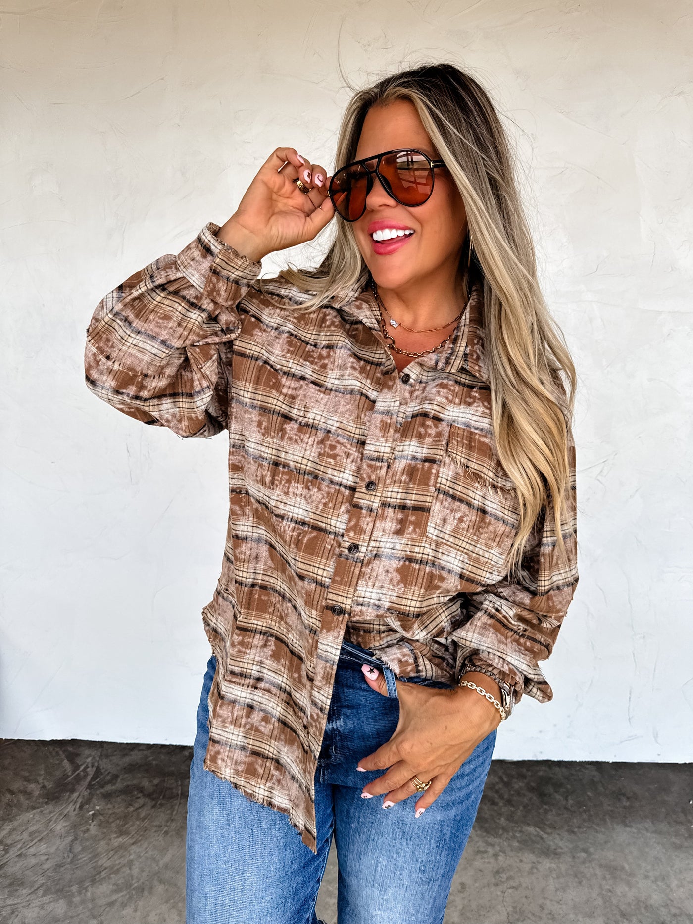 PREORDER - JUNIPER BLEACHED PLAID TOPS - Blakeley - 4 Colors