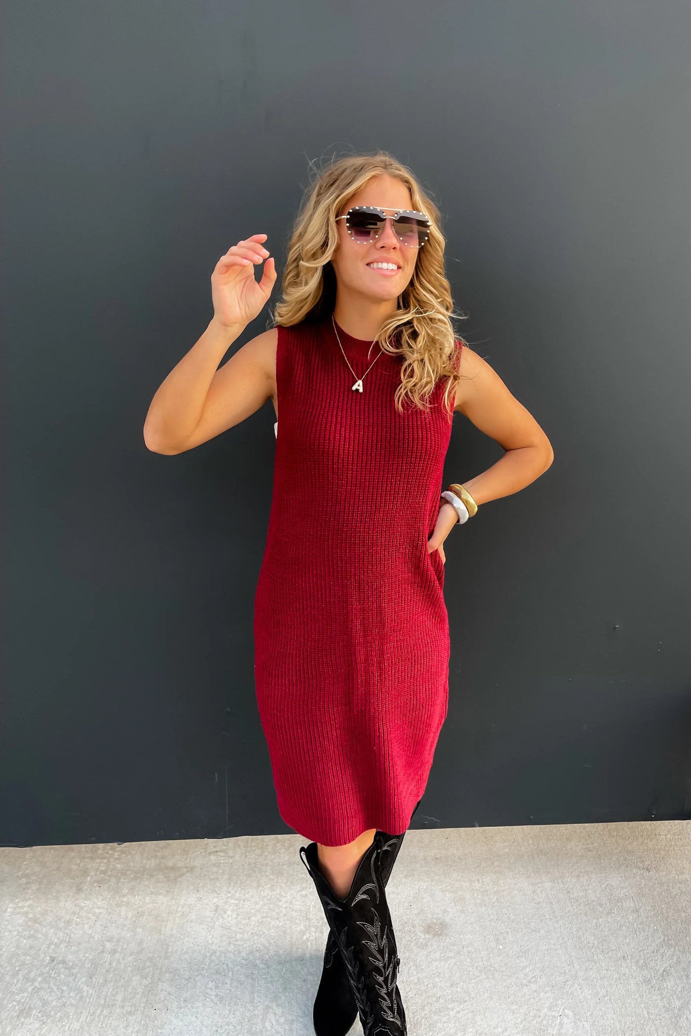 Vanessa Sleeveless Knit Sweater Dress - Blakeley S/M / Burgundy Vanessa Sleeveless Knit Sweater Dress - Blakeley S/M / Burgundy