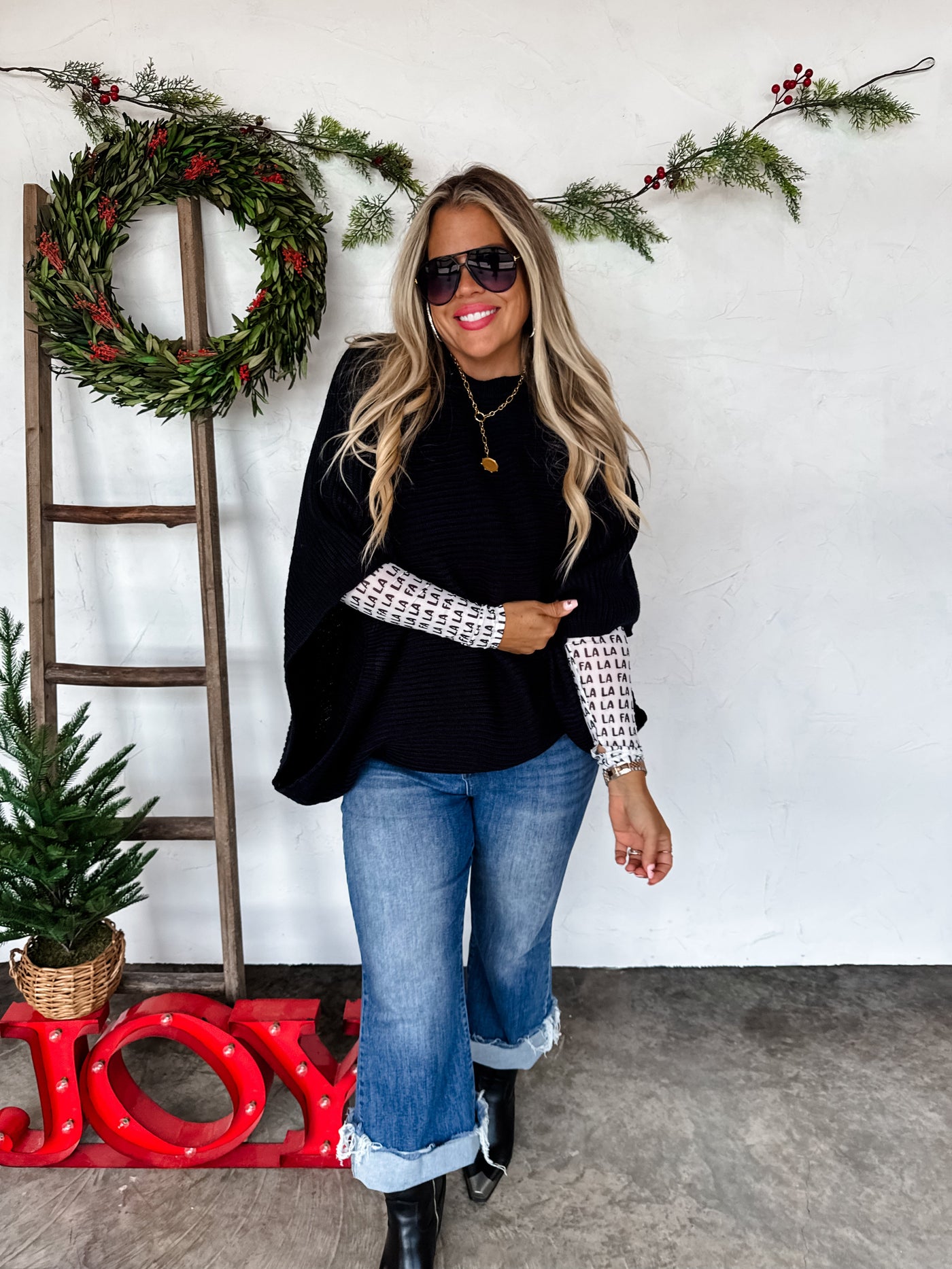 PREORDER- CHRISTMAS MEG PULLOVER PONCHO - 3 New Colors