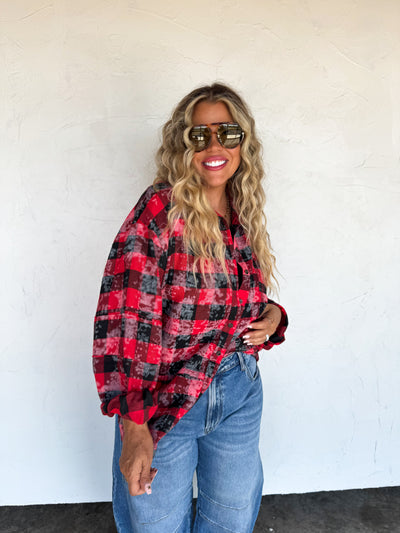 PREORDER - JUNIPER BLEACHED PLAID TOPS - Blakeley - 4 Colors