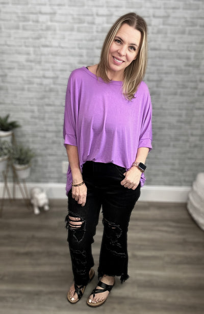 3 Colors - Oversized Wrinkle Free Tunic with Dolman Sleeves - Dear Scarlett