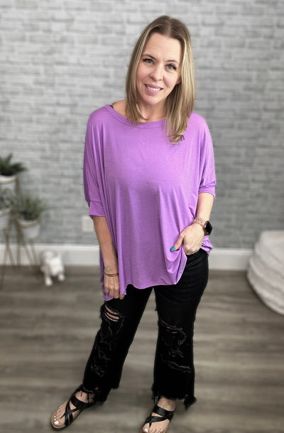 3 Colors - Oversized Wrinkle Free Tunic with Dolman Sleeves - Dear Scarlett