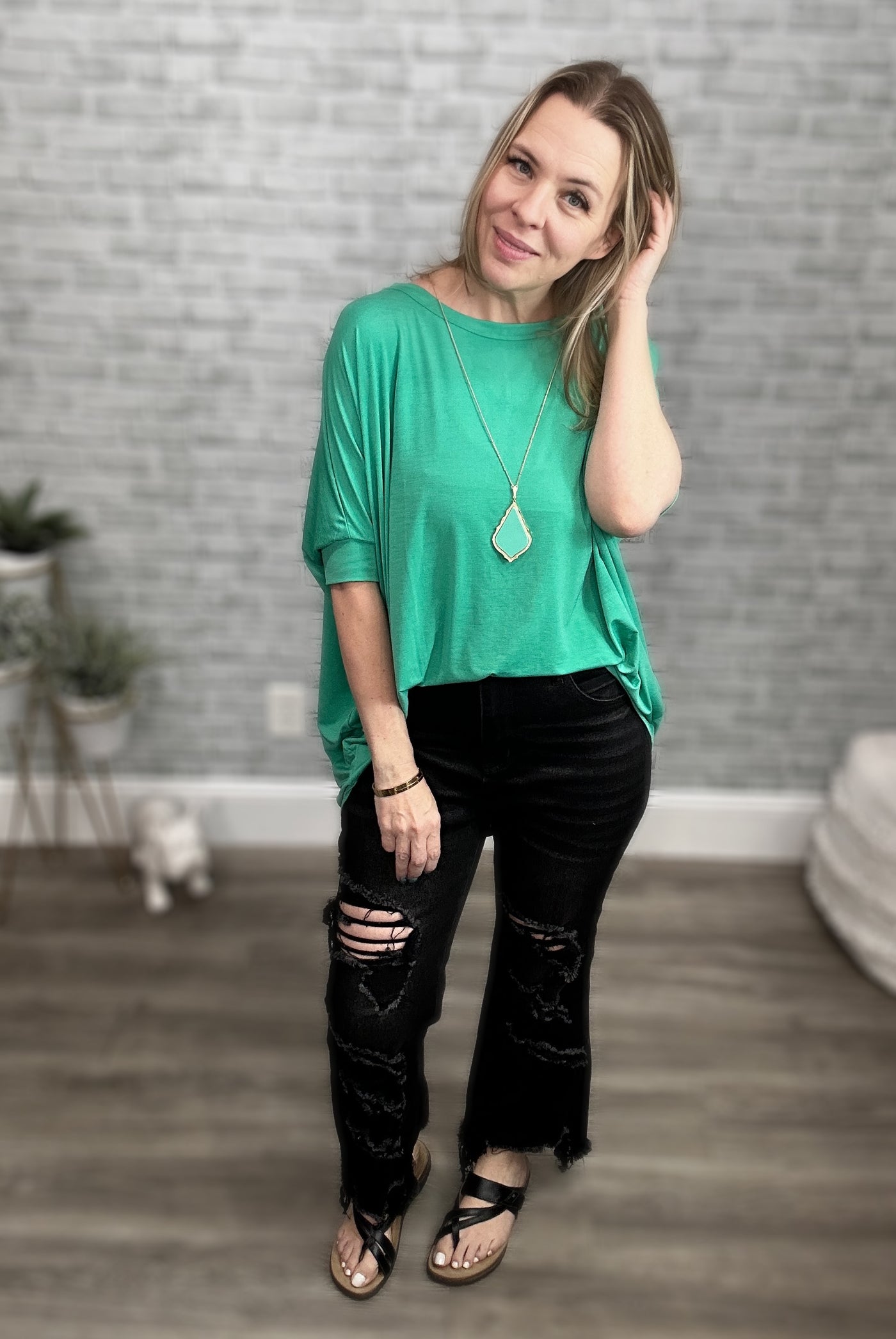 3 Colors - Oversized Wrinkle Free Tunic with Dolman Sleeves - Dear Scarlett