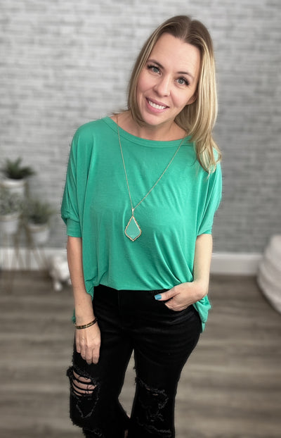 3 Colors - Oversized Wrinkle Free Tunic with Dolman Sleeves - Dear Scarlett