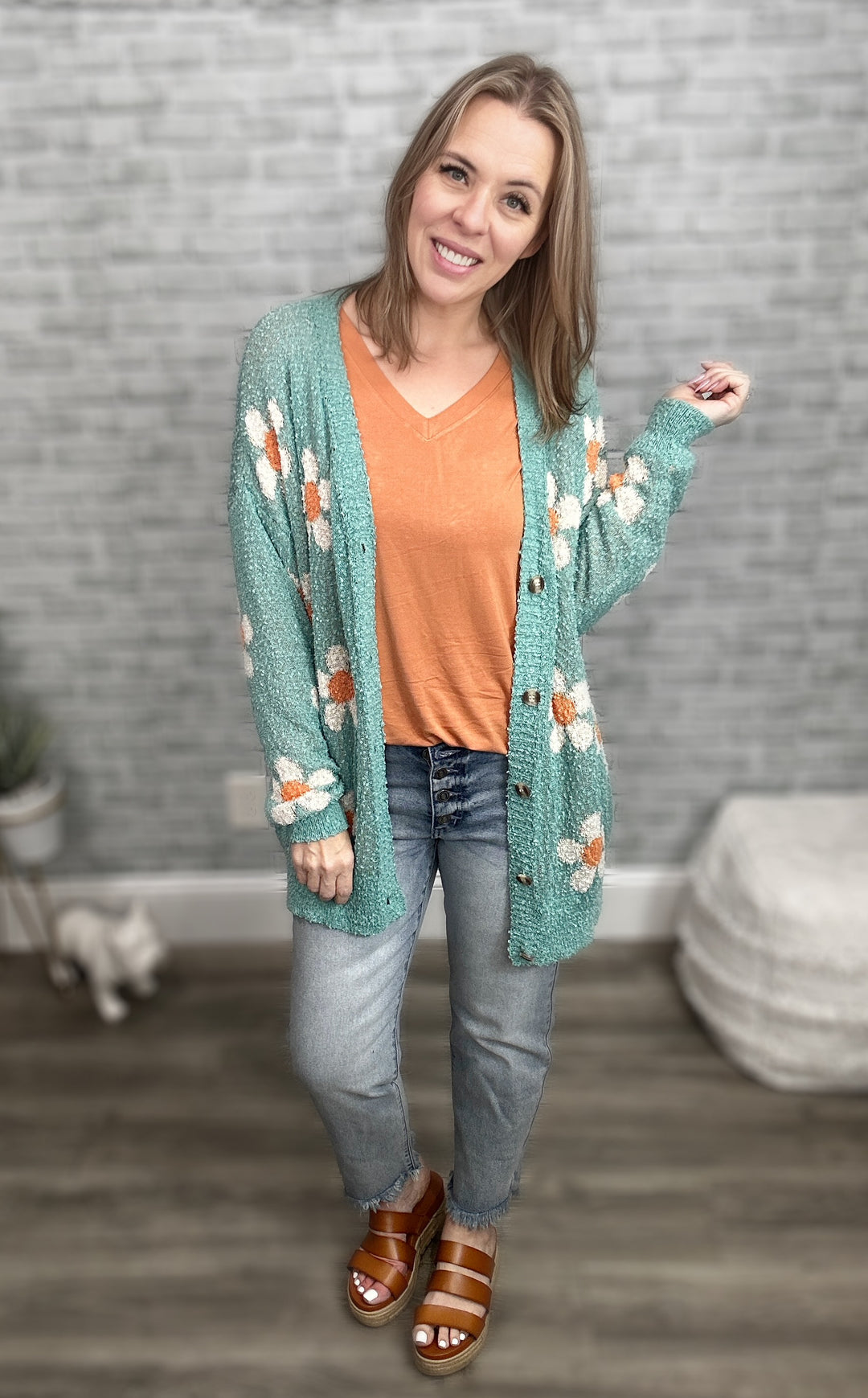 トップス DWELLER CARDIGAN C/N JERSEY ICE PACK Aqua Flower Popcorn Cardigan from JadyK – Just Wear the Dress Boutique