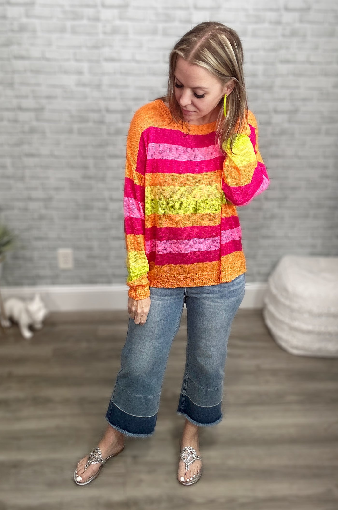 Bright Stripes Lightweight Summer Sweater - Main Image