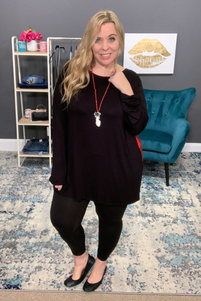 Black with Black & Red Buffalo Plaid Criss Cross Back