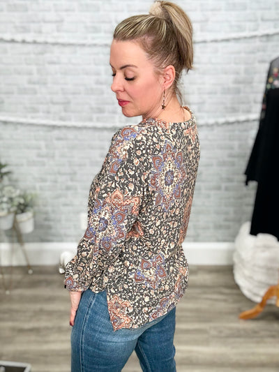 Soft Faded Vintage Long Sleeve V-Neck Top