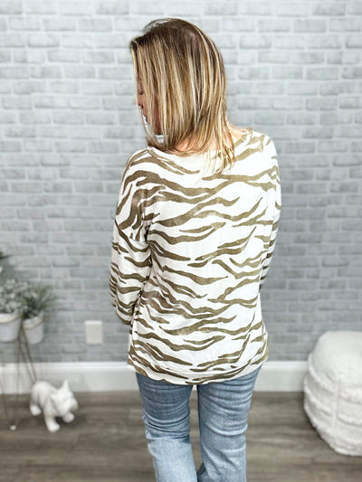Brushed SUPER SOFT Taupe Zebra Print Tunic Top