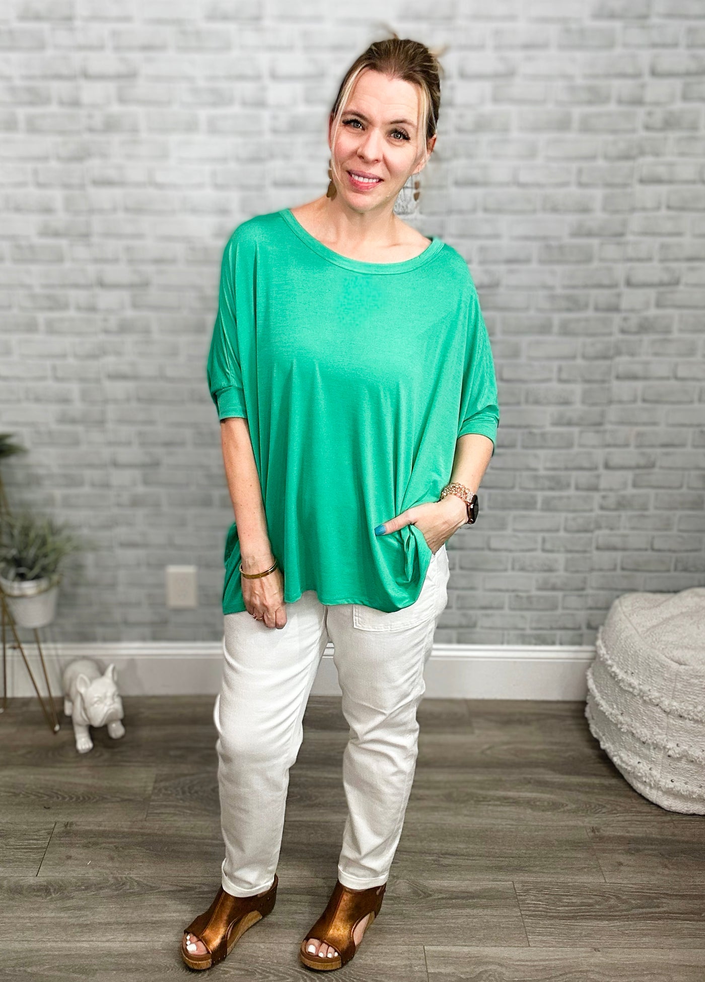 3 Colors - Oversized Wrinkle Free Tunic with Dolman Sleeves - Dear Scarlett