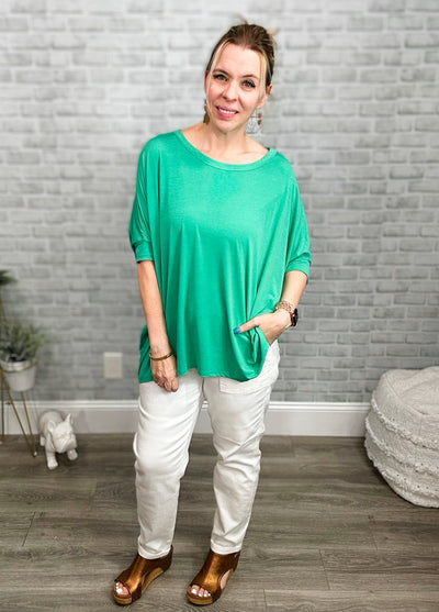 3 Colors - Oversized Wrinkle Free Tunic with Dolman Sleeves - Dear Scarlett