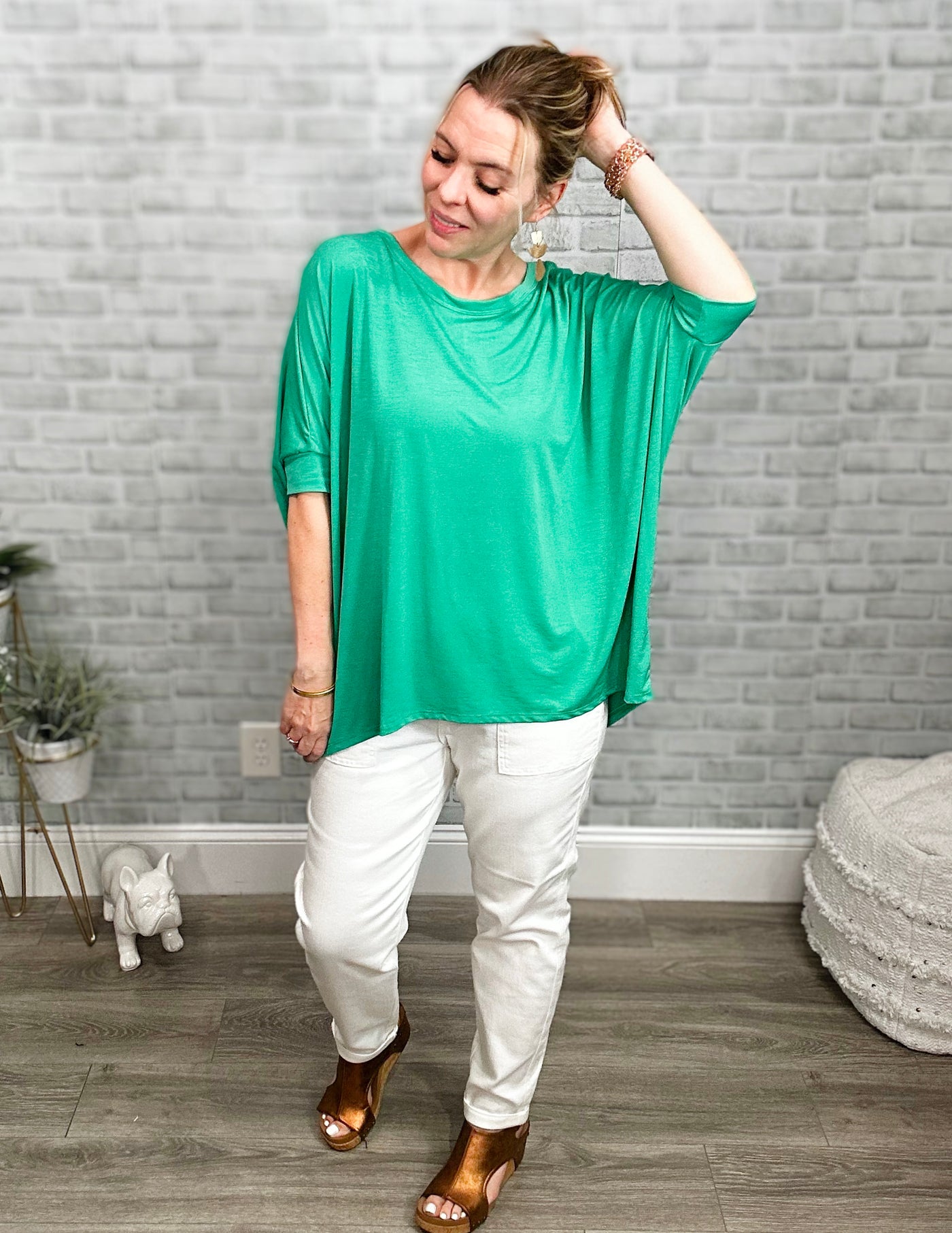 3 Colors - Oversized Wrinkle Free Tunic with Dolman Sleeves - Dear Scarlett