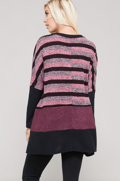 Striped Oversized Boxy Top with Round Neckline