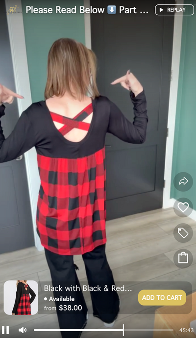 Black with Black & Red Buffalo Plaid Criss Cross Back