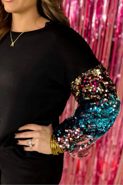 Jess Lea Glam Life Sequin Sleeve Top