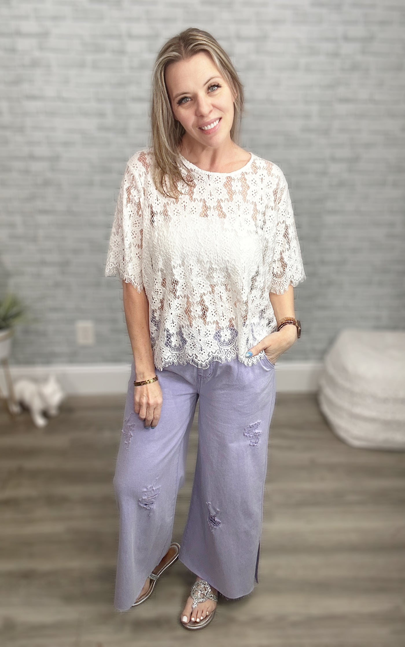 White Lace of My Heart Top