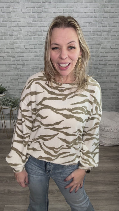 Brushed SUPER SOFT Taupe Zebra Print Tunic Top