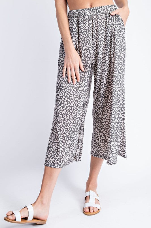 Summer Animal Print Loungewear PJ Set - Charcoal