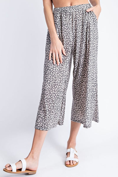 Summer Animal Print Loungewear PJ Set - Charcoal