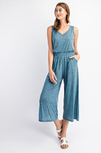 Summer Animal Print Loungewear PJ Set - Blue