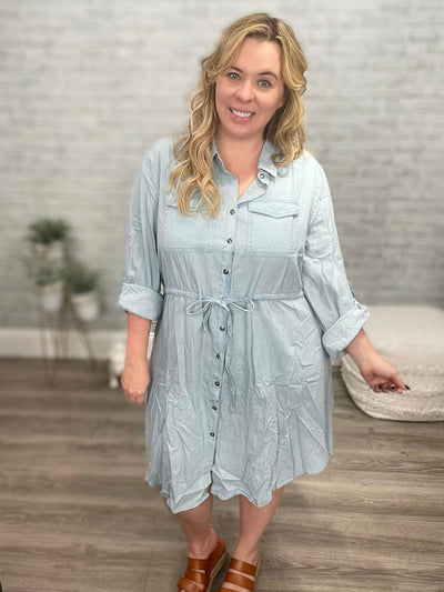 Write Me Love Poems Chambray Shirt Dress