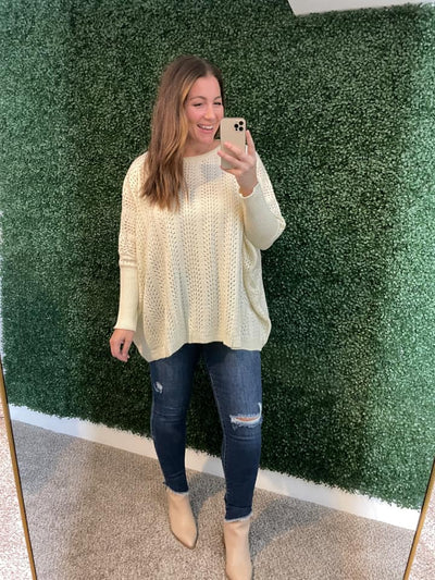 Seeing Patterns Loose Fit Knit Sweater In Cream