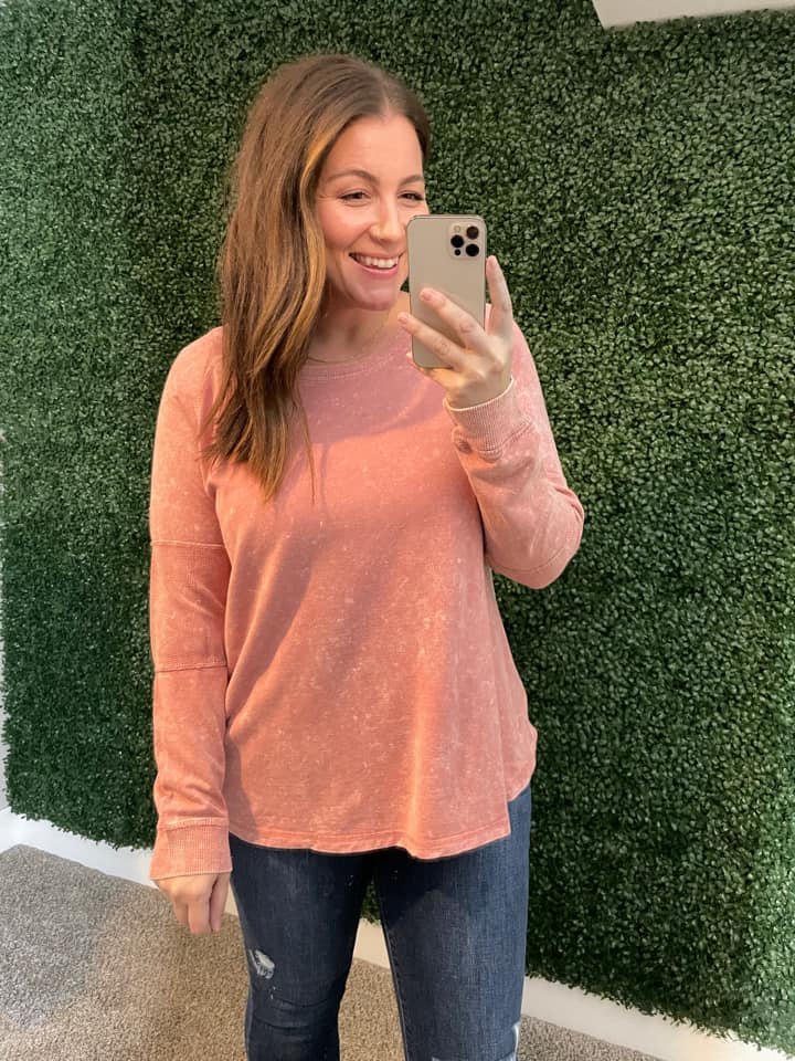 Fun Beginnings Raglan Top In Dusty Mauve