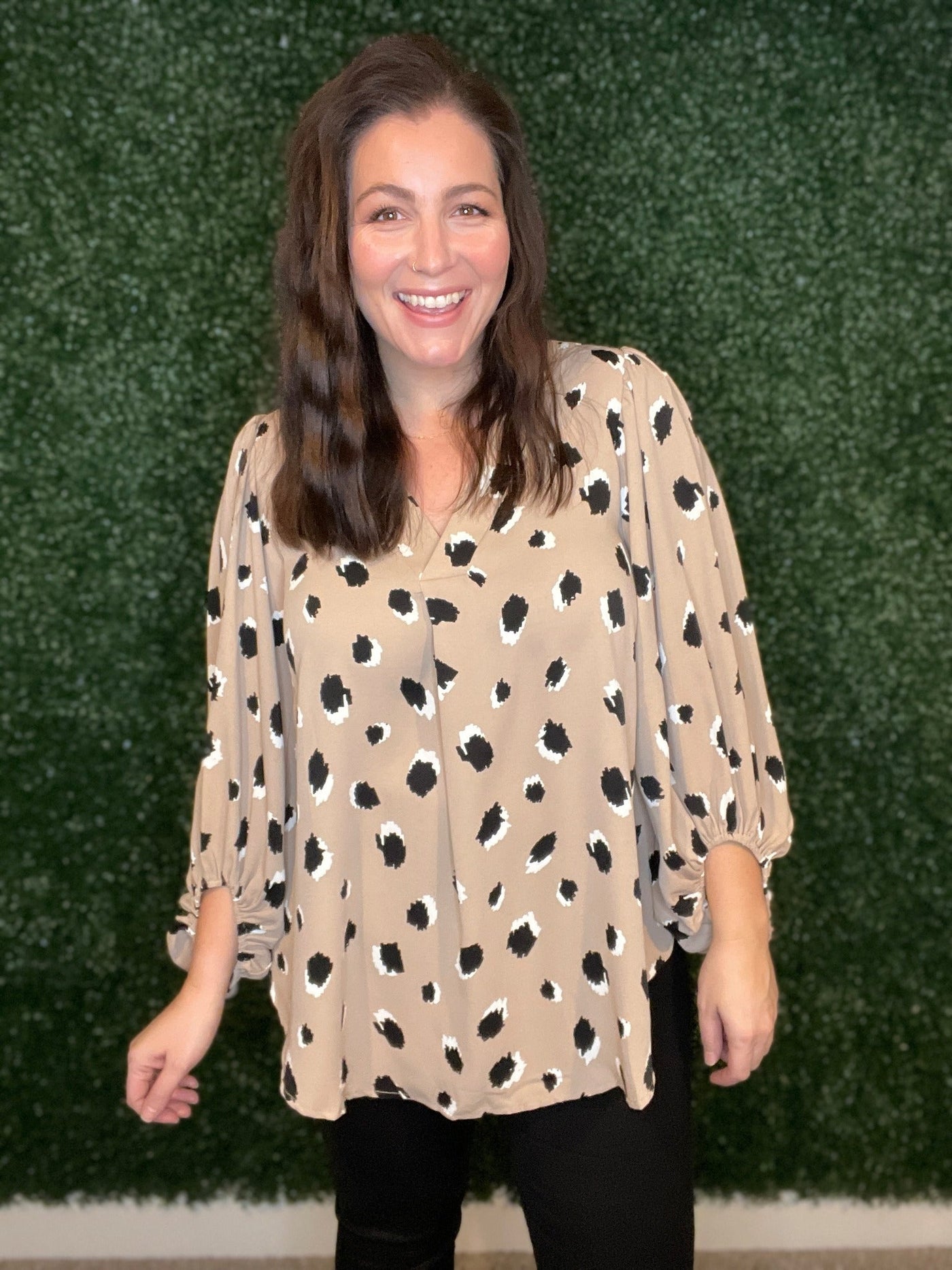 Lovely Days Long Sleeve Blouse in Beige