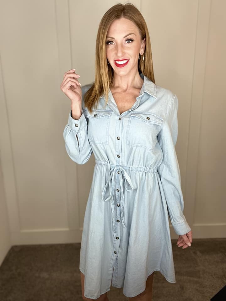 Write Me Love Poems Chambray Shirt Dress